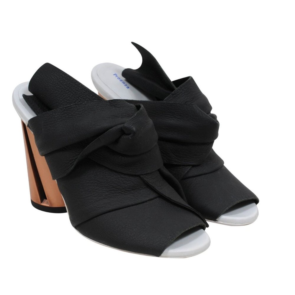 Proenza Schouler Slingback Sandals US 8.5 38.5 Black Leather Open Toe Heels